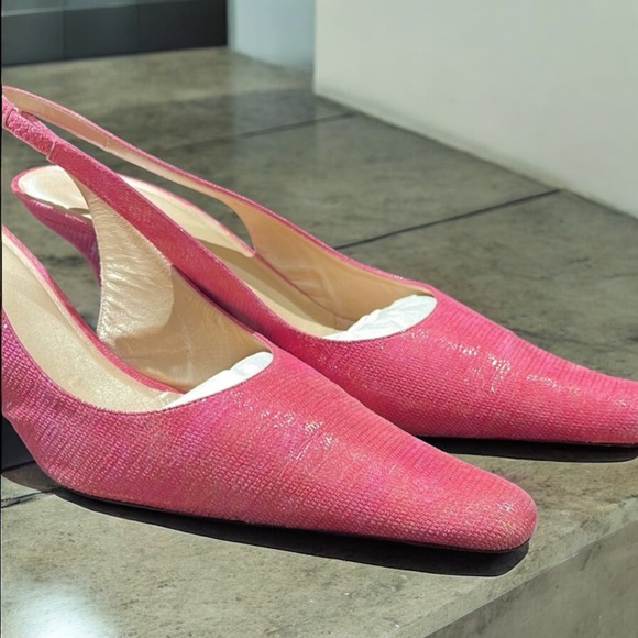 Paul Melian Made in Spain Women’s Cleo Fuchsia Leather Closed Toe Slingback Heel - Picture 4 of 16